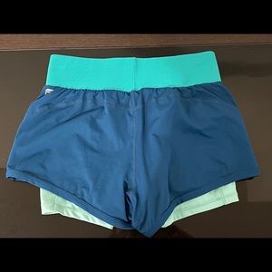 Fabletics spandex and shorts combo, blue, S